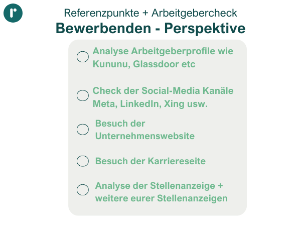 Checkliste Bewerberperspektive auf den Arbeitgeber