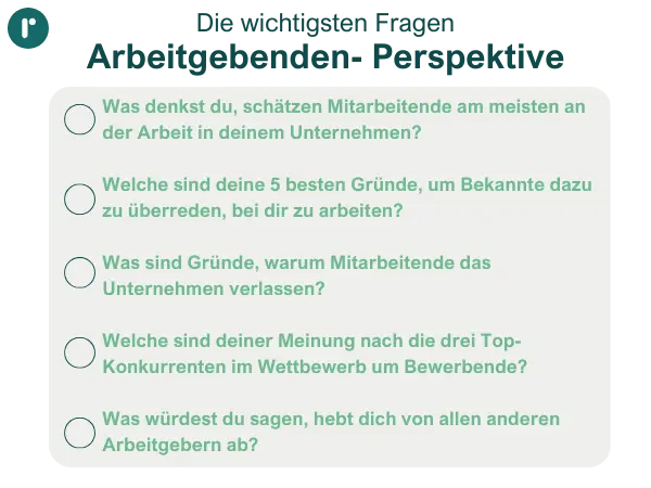 Fragen aus Arbeitgebersicht für starke Arbeitgebermarken