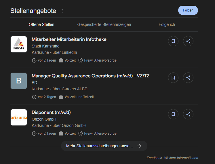 Google for Jobs Suchleiste
