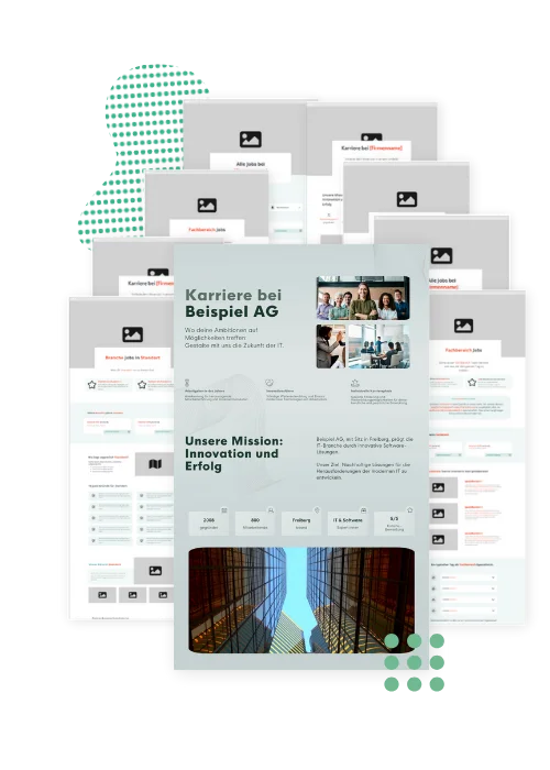 Beispiel Karriereseite der Enterprise Lösung mit 8 verschiedenen Karriereseiten-Wireframes.