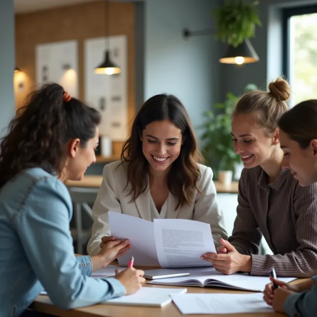 Junge Frauen besprechen Jobangebote