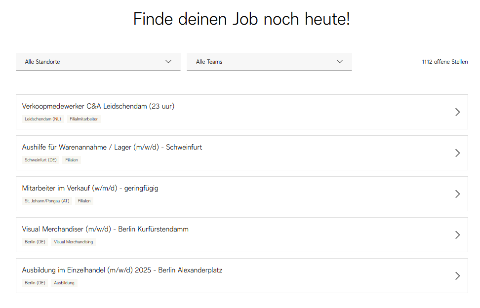 BMS Stellenangebote C & A