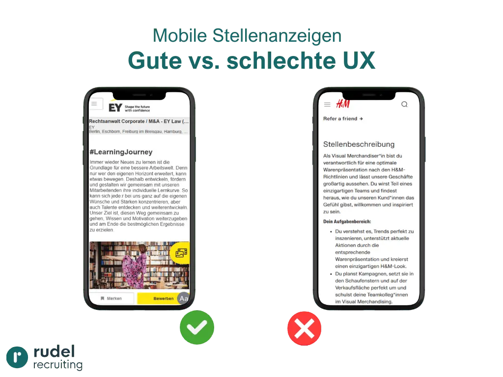 Vergleich mobil optimierte Stellenanzeige