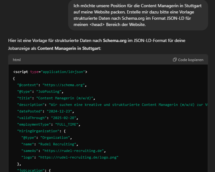 JSON-LD JobPosting mit ChatGPT