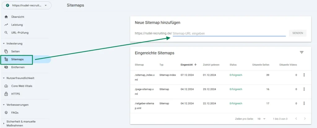 Sitemap einreichen in der GSC