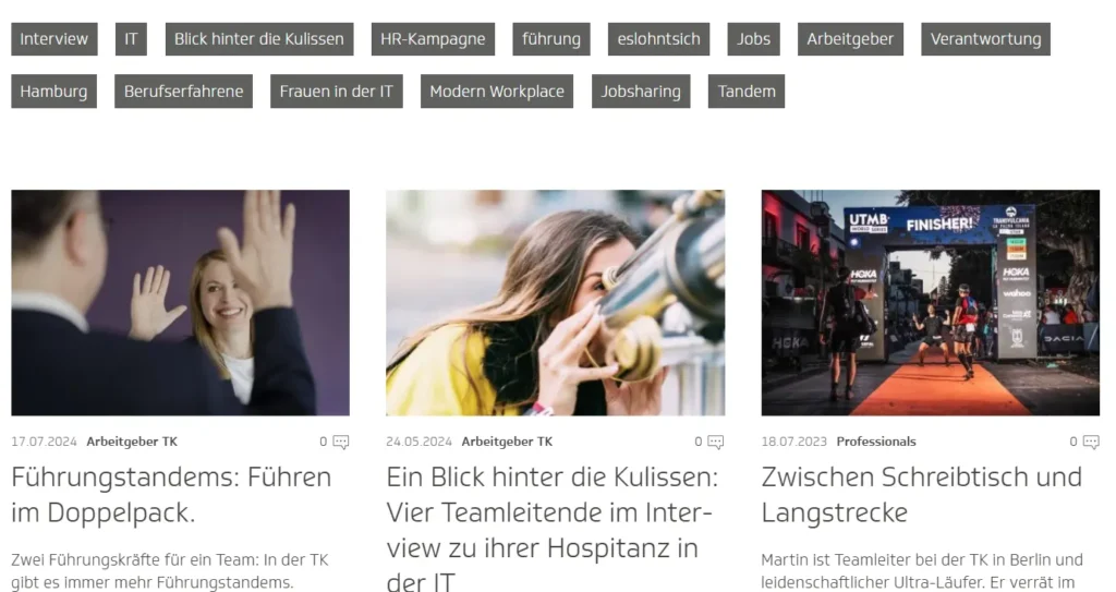 Screenshot TK-Karriereblog
