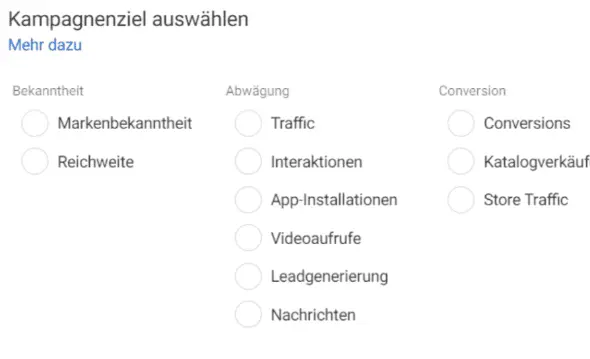 Kampagnenarten für Meta-Ads