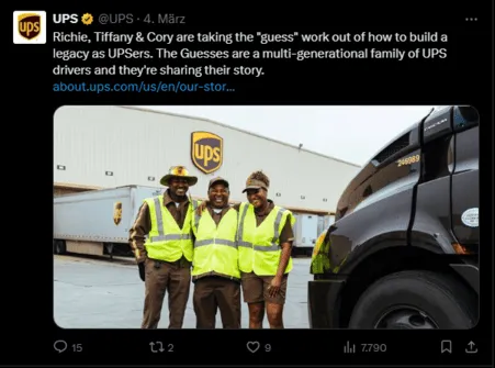 Ein Upload von UPS auf X Thema Diversität