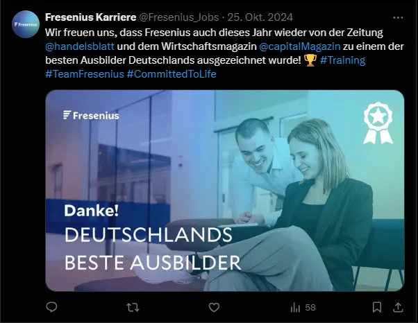 Fresenius auf X mit einem schönen Post